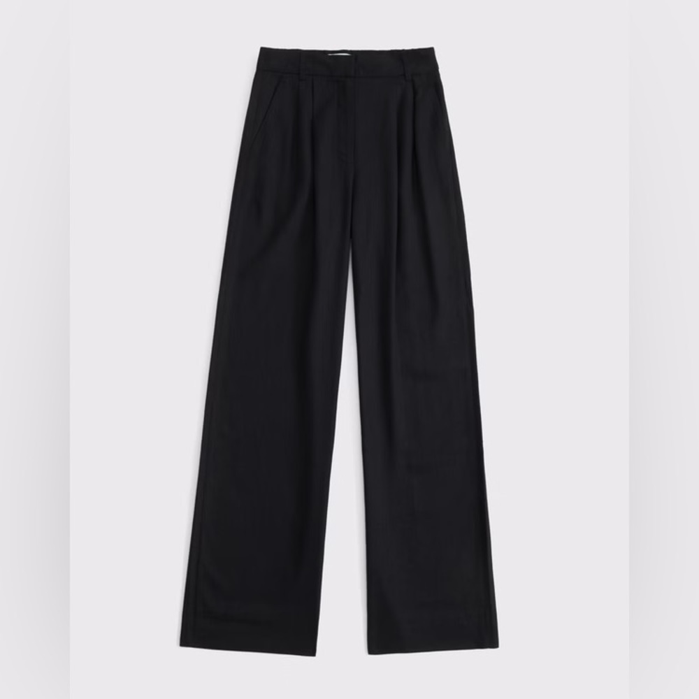 Abercrombie A&F Sloane Linen-Blend Wide Leg Pant black 28